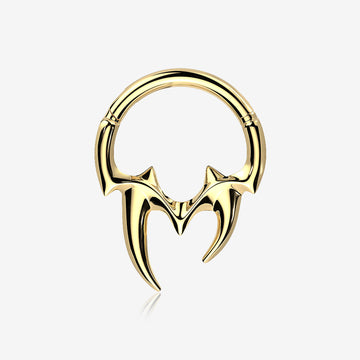 Golden Tribal Inspired Vicious Fangs Clicker Hoop Ring
